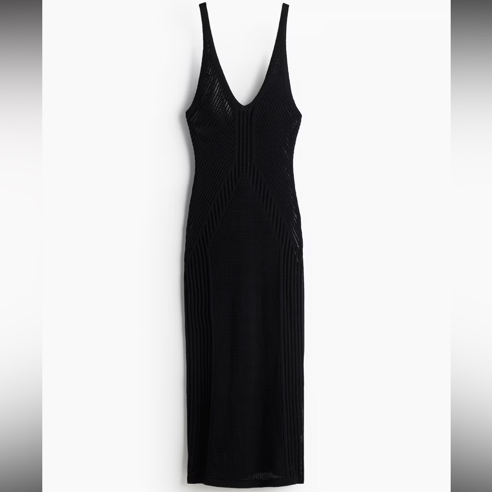 Elegant Black Knit/ Crochet Dress